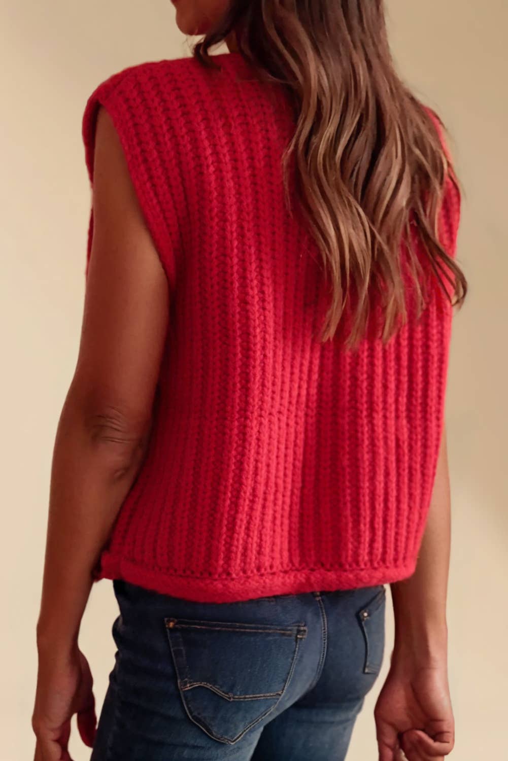 Christmas Red Buttoned Sweater Vest | S-XL