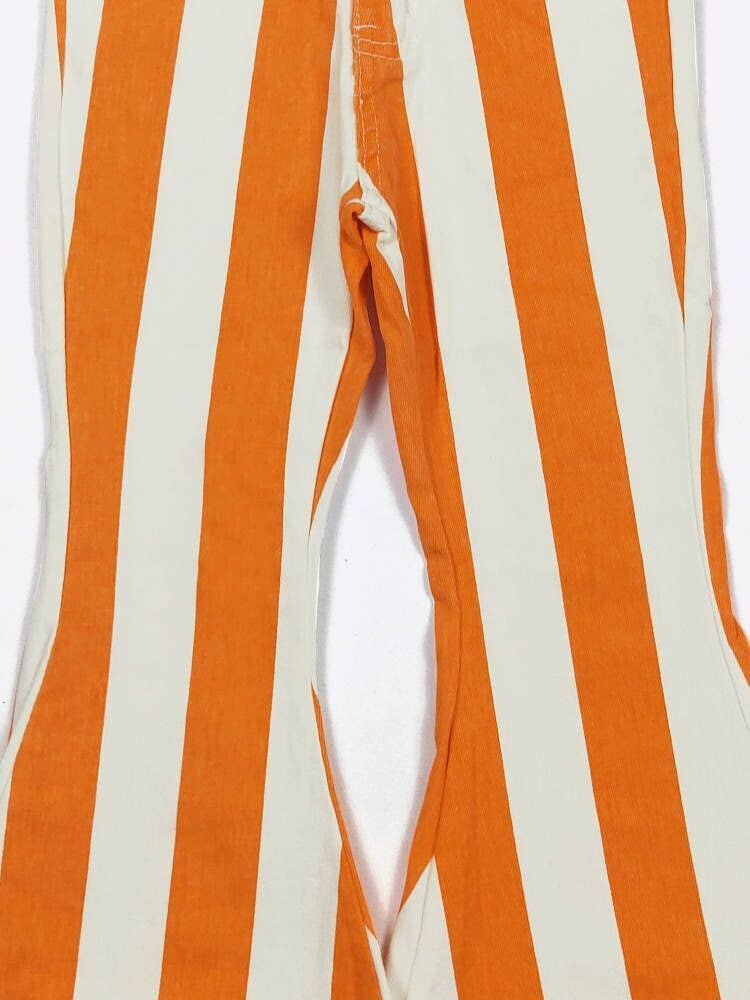 Stripe Orange Denim Flares