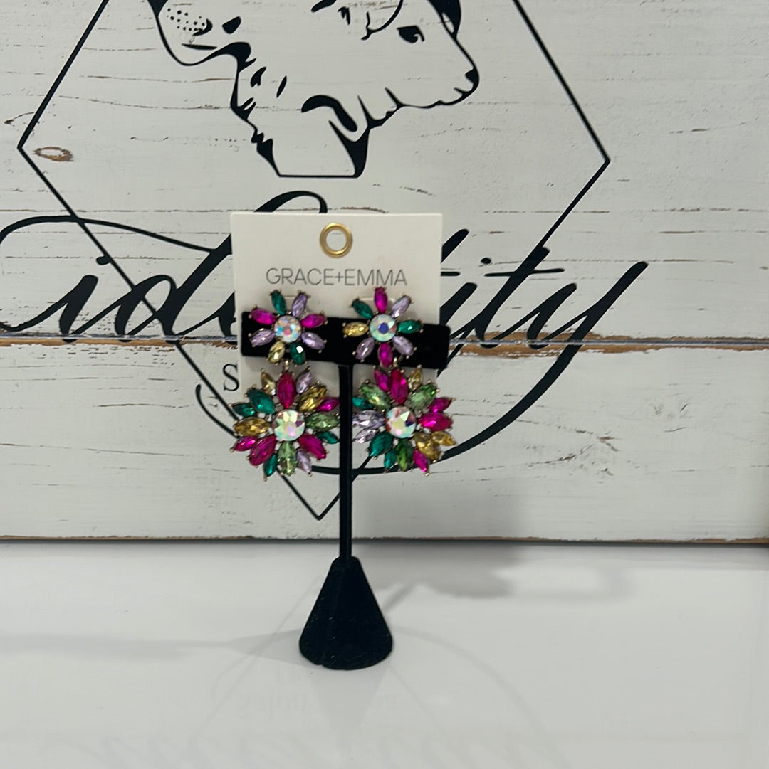 Jeweled floral earring
