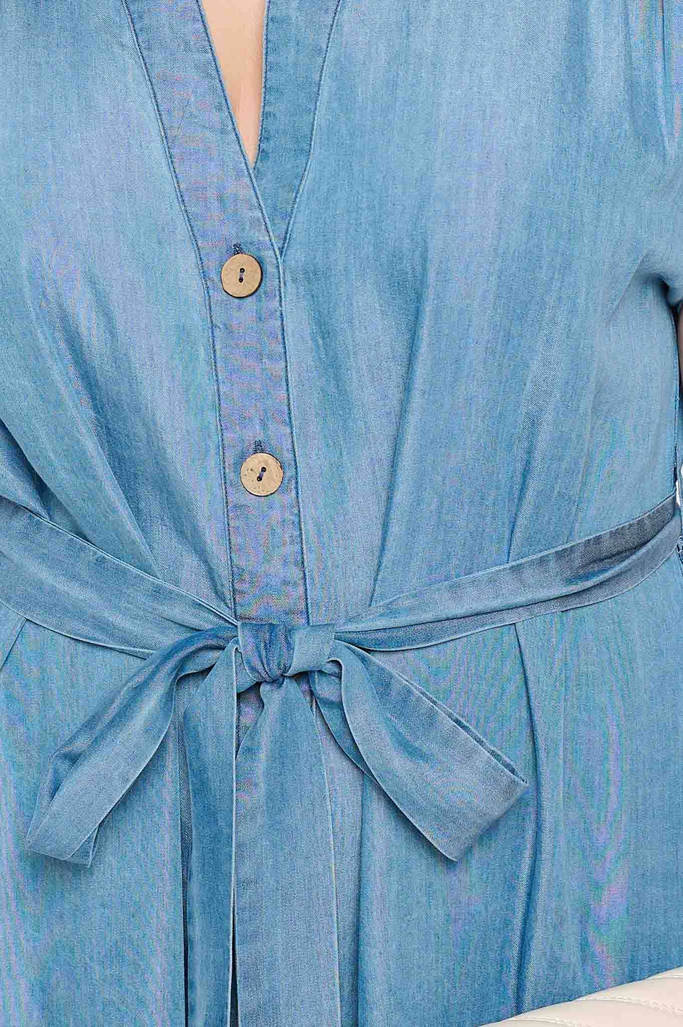 BUTTON DOWN BELTED MIDI DRESS