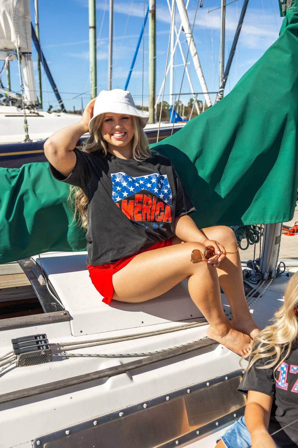 America On Black Wash Relaxed Fit Tee