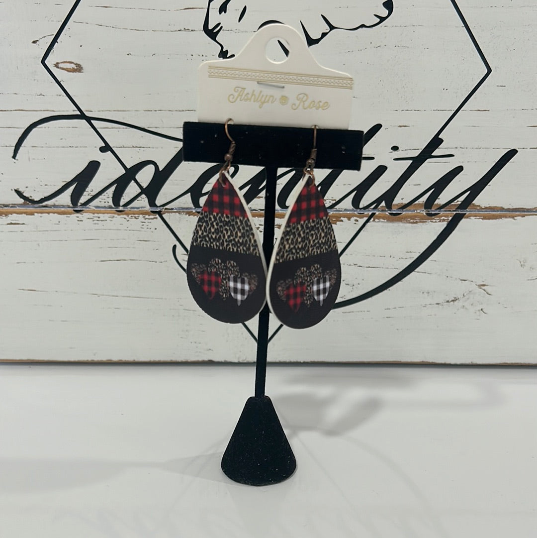 Buffalo plaid & leopard earrings