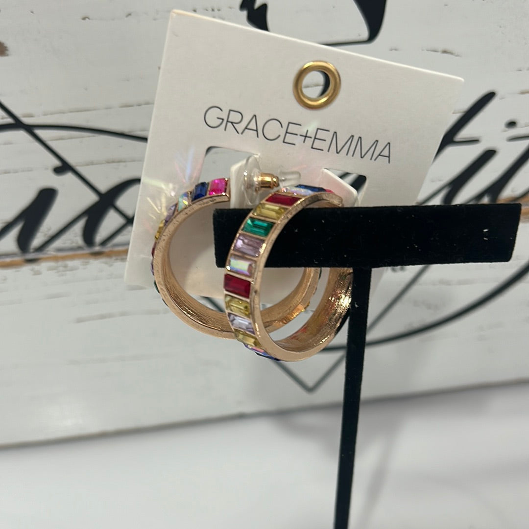 Multi colored jeweled earrings