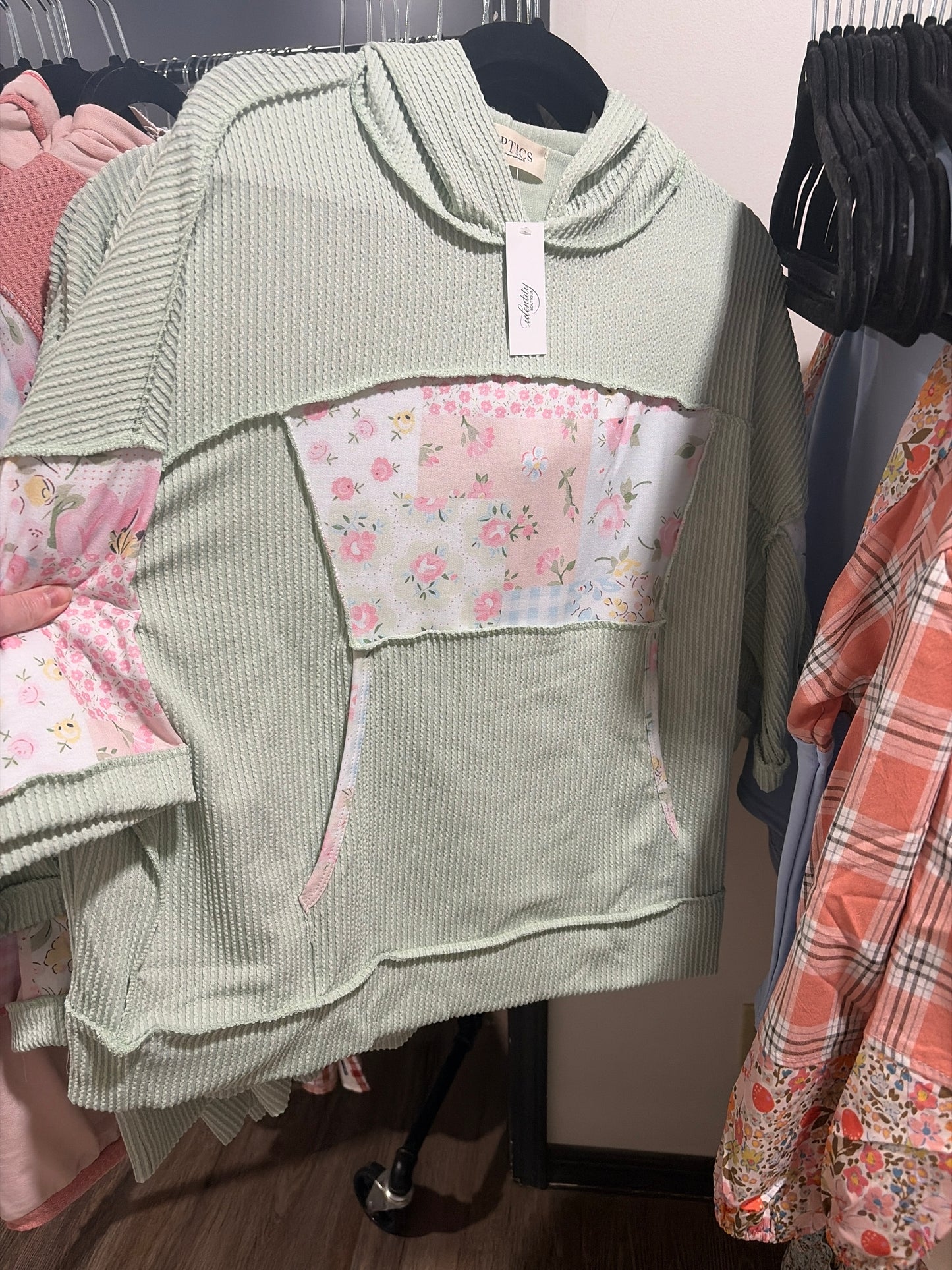 Floral color block hoodie