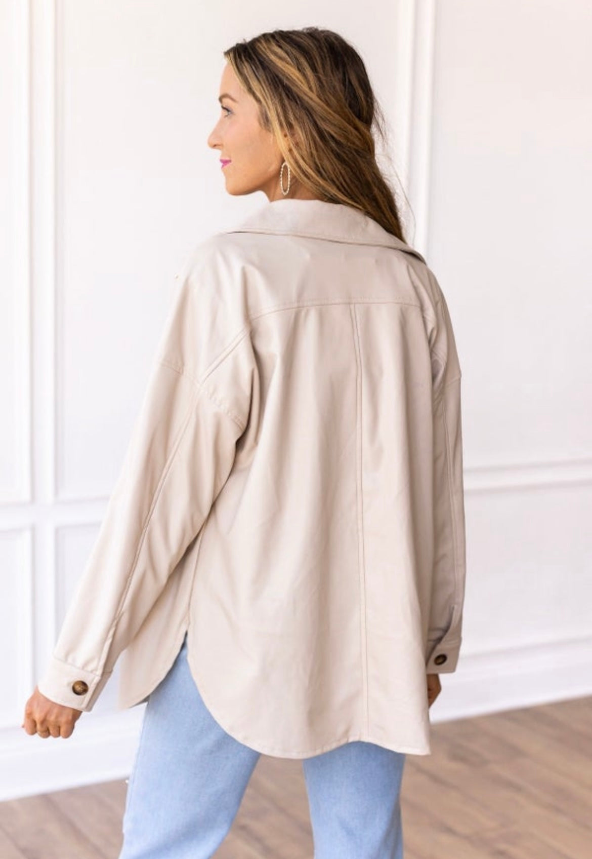 Champagne Sunset Leather Shacket