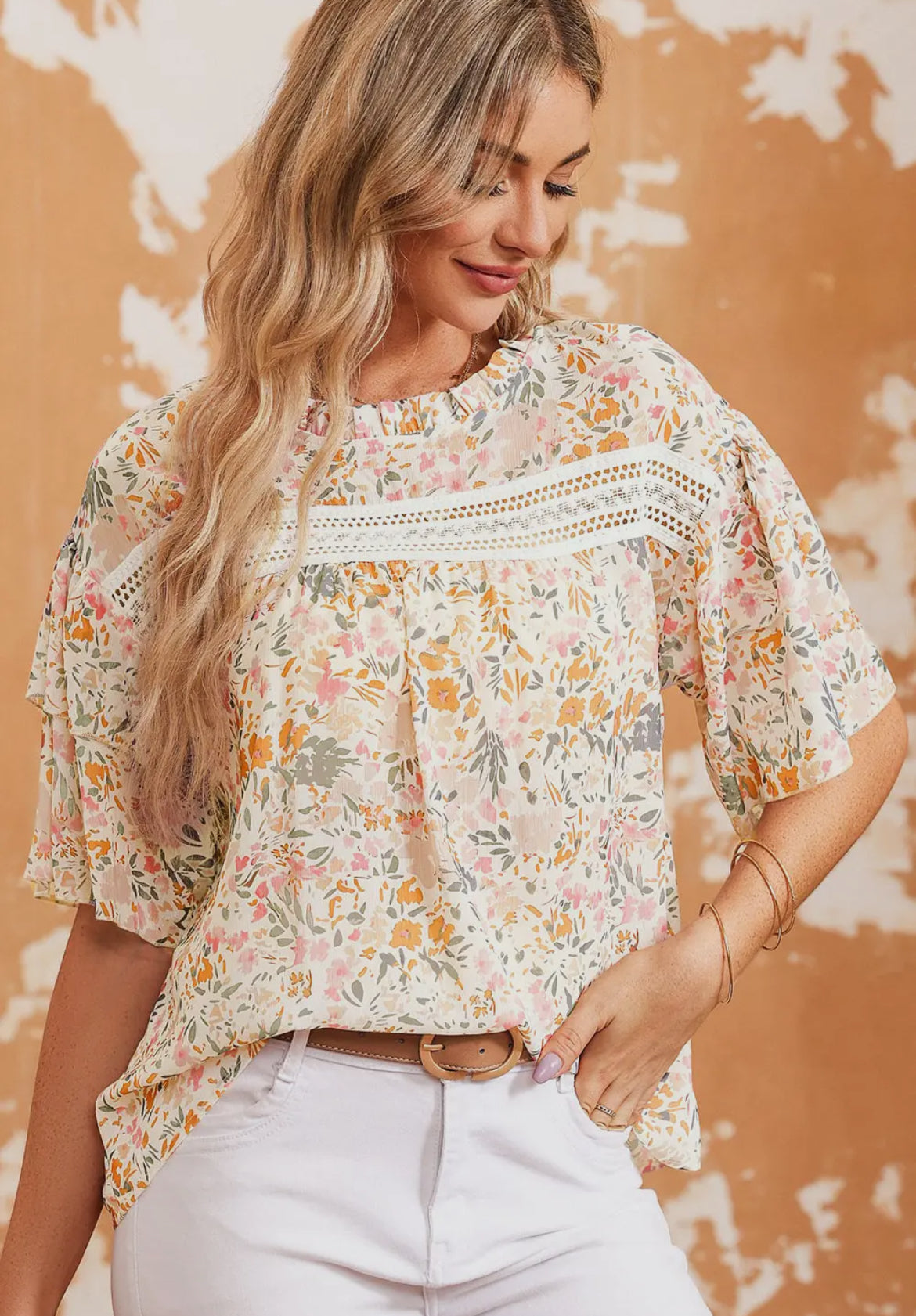 Floral and lace top