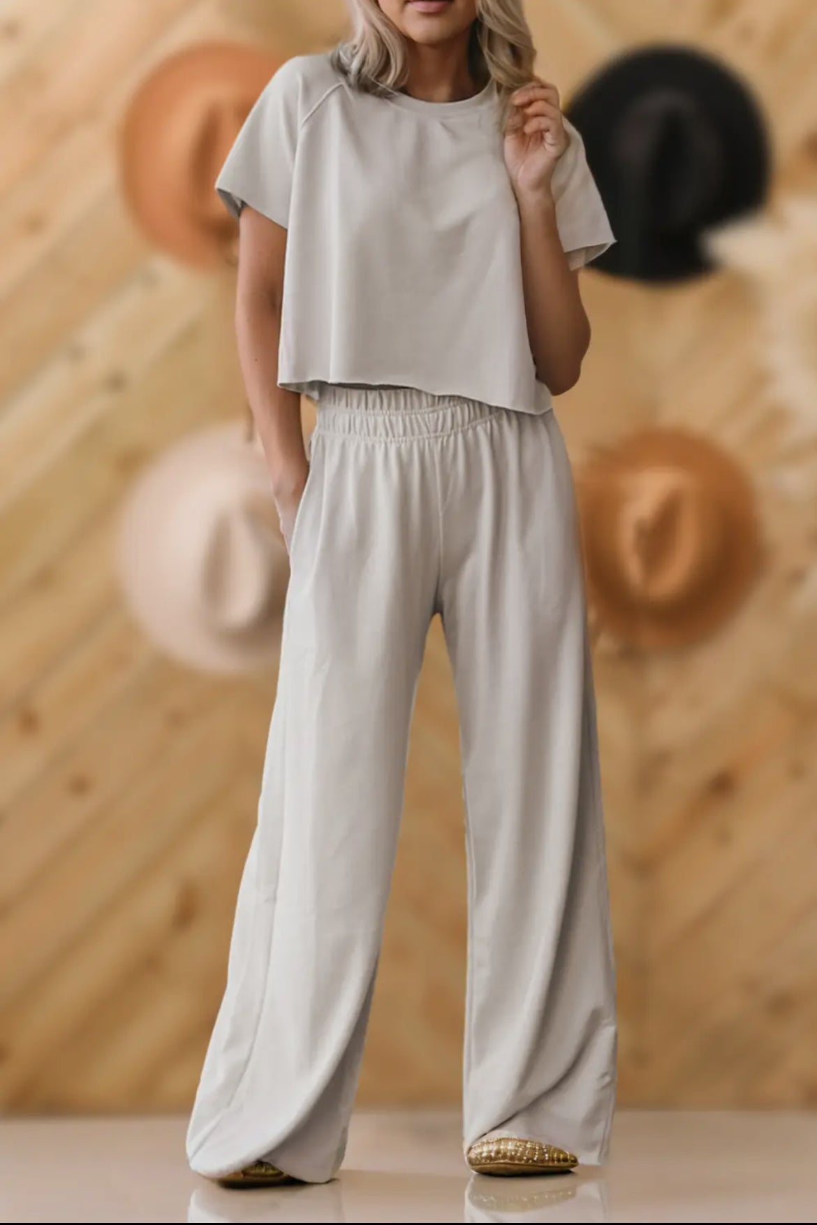 Cream raw hemmed lounge set