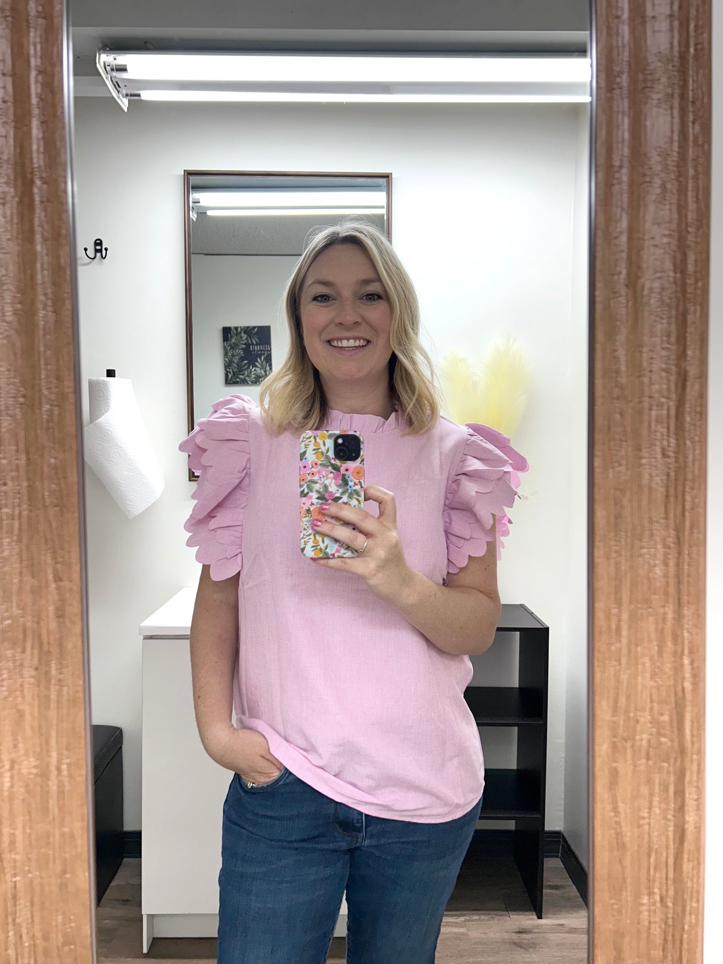 Scalloped sleeve top