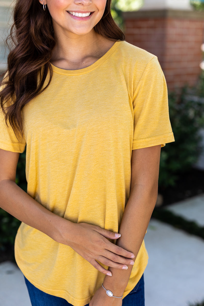 ALL THE FALL THINGS ON MUSTARD TEE