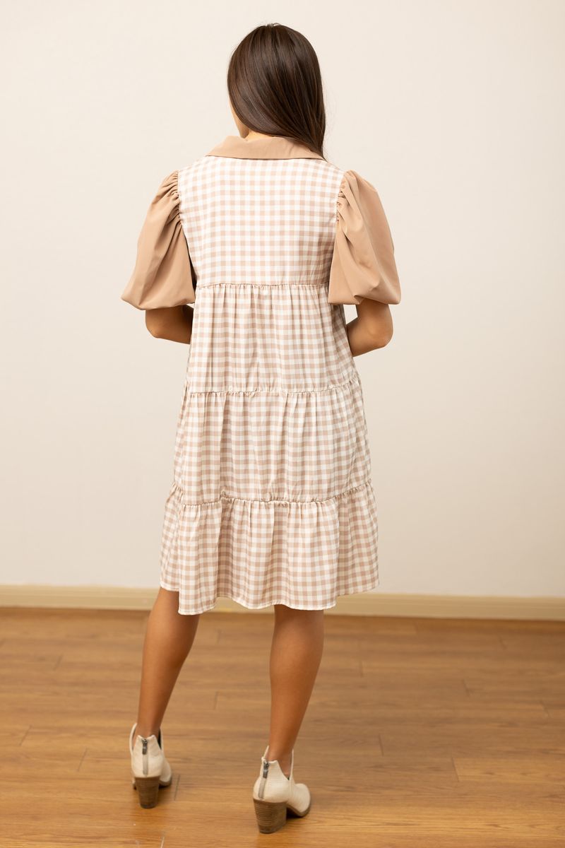 Tan Checkered Dress