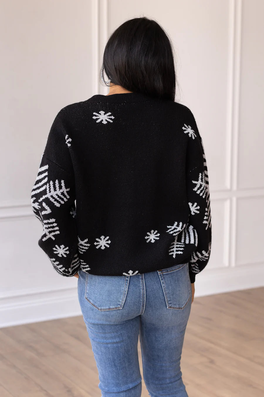 Black and Silver Snowflake Sweater