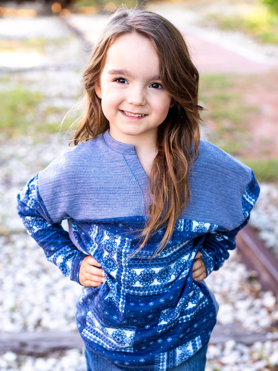 Girls Paisley Blue Long sleeve