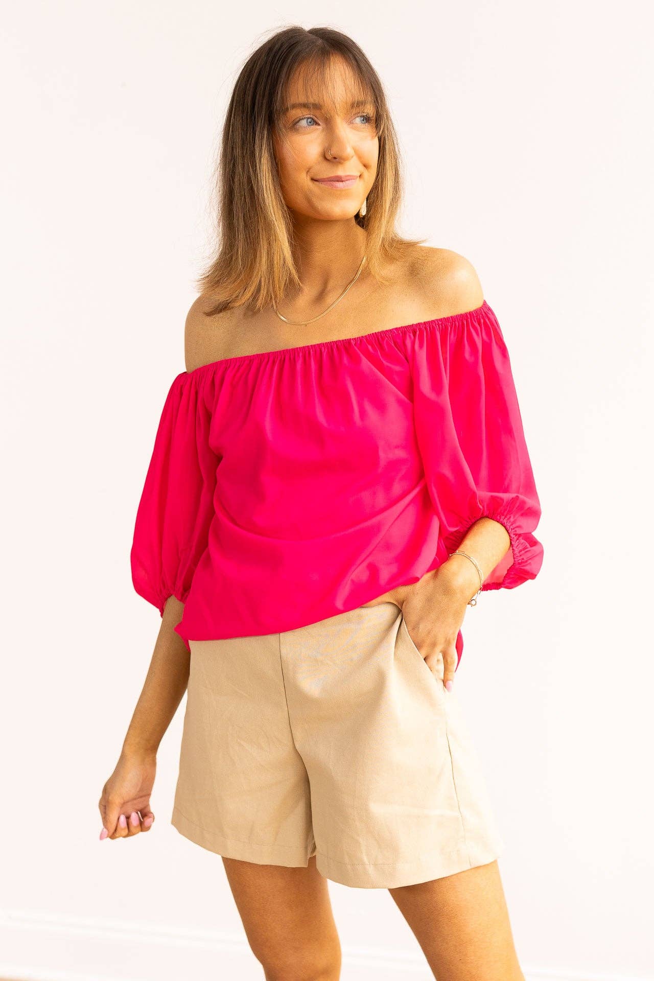 Linen Shorts, Beige