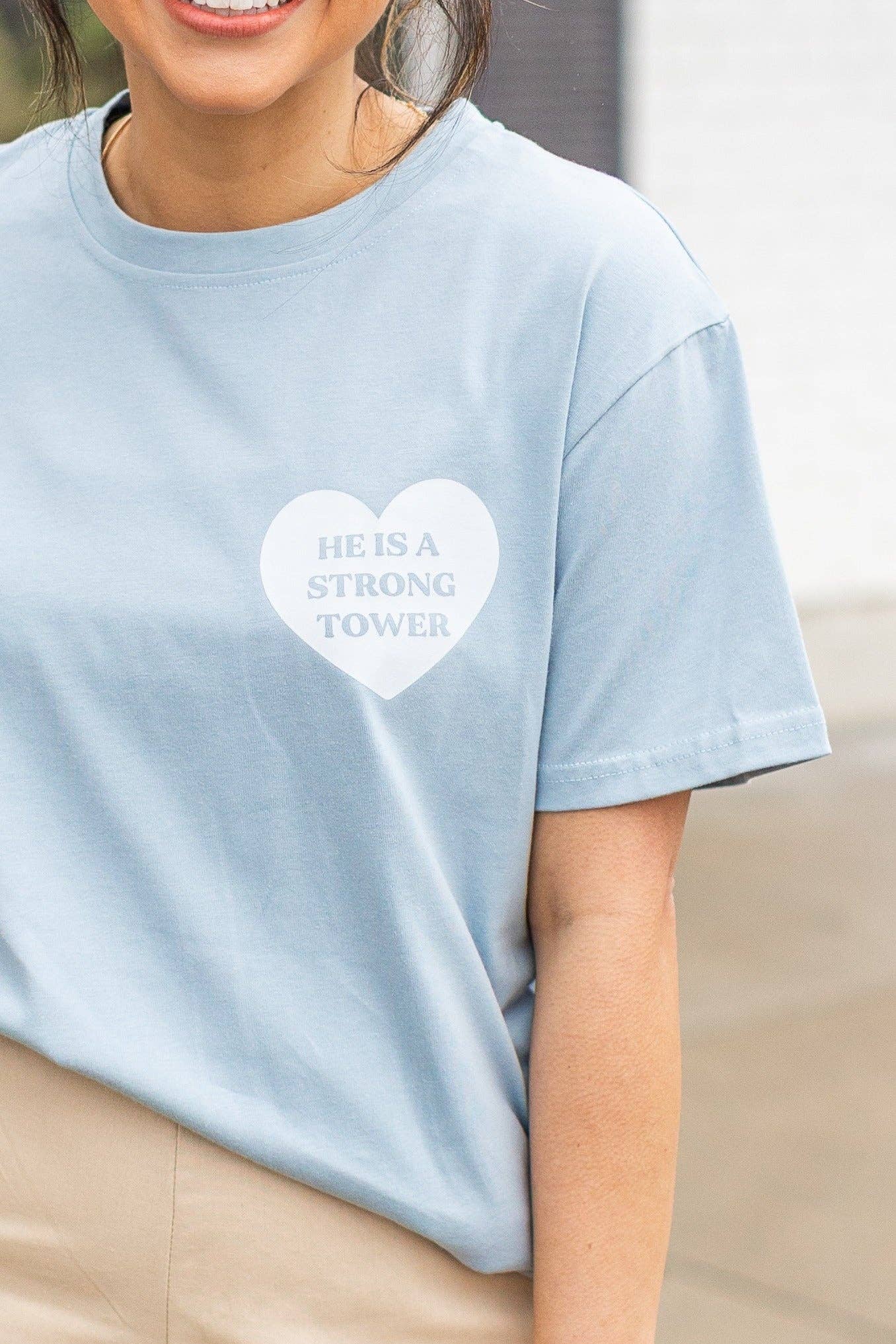 Promises of God on Grey Blue Tee Shirt
