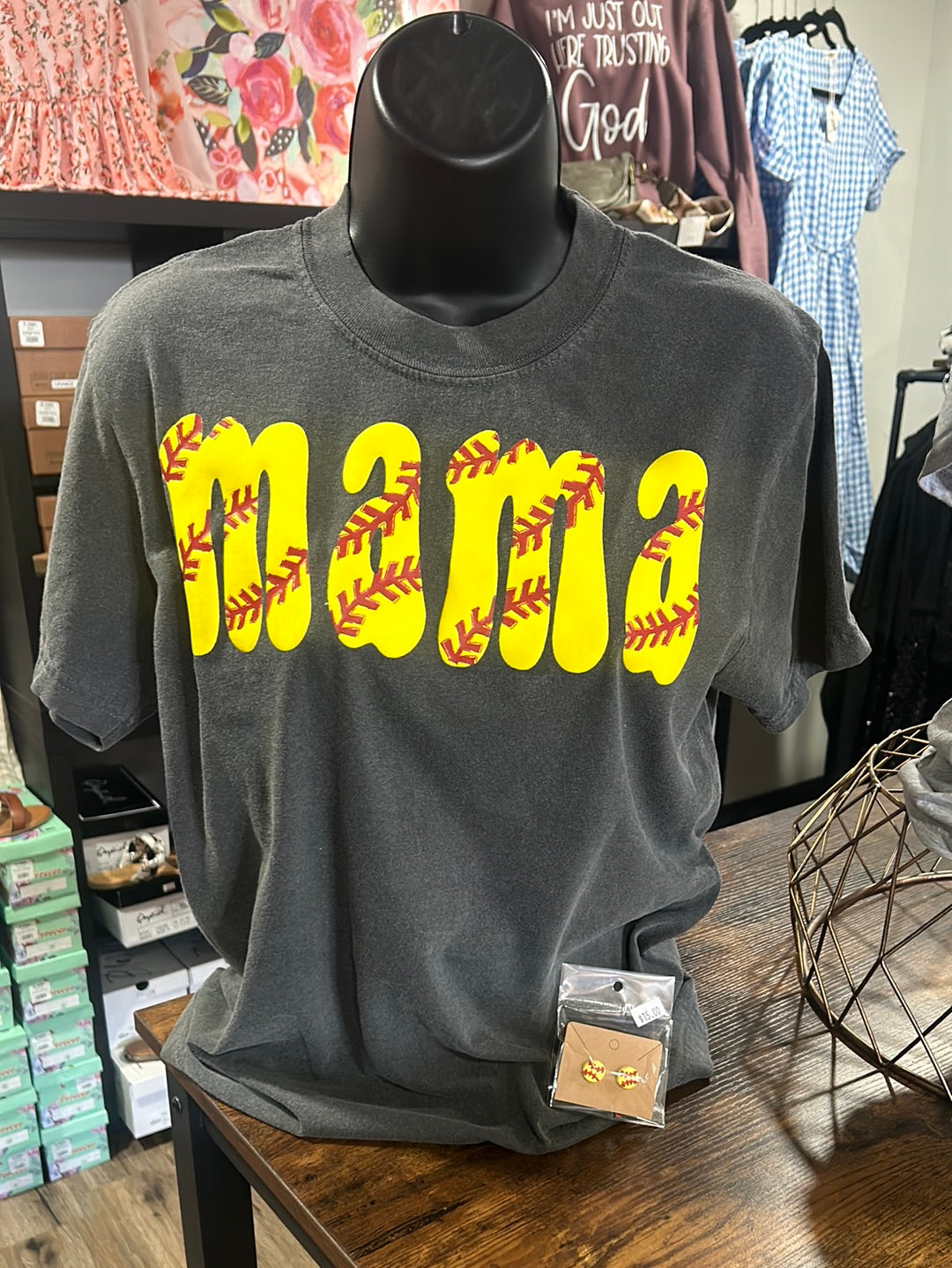 Puff Paint Softball Mama Comfort Color Tee
