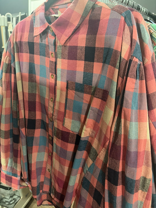 Woven Plaid Top