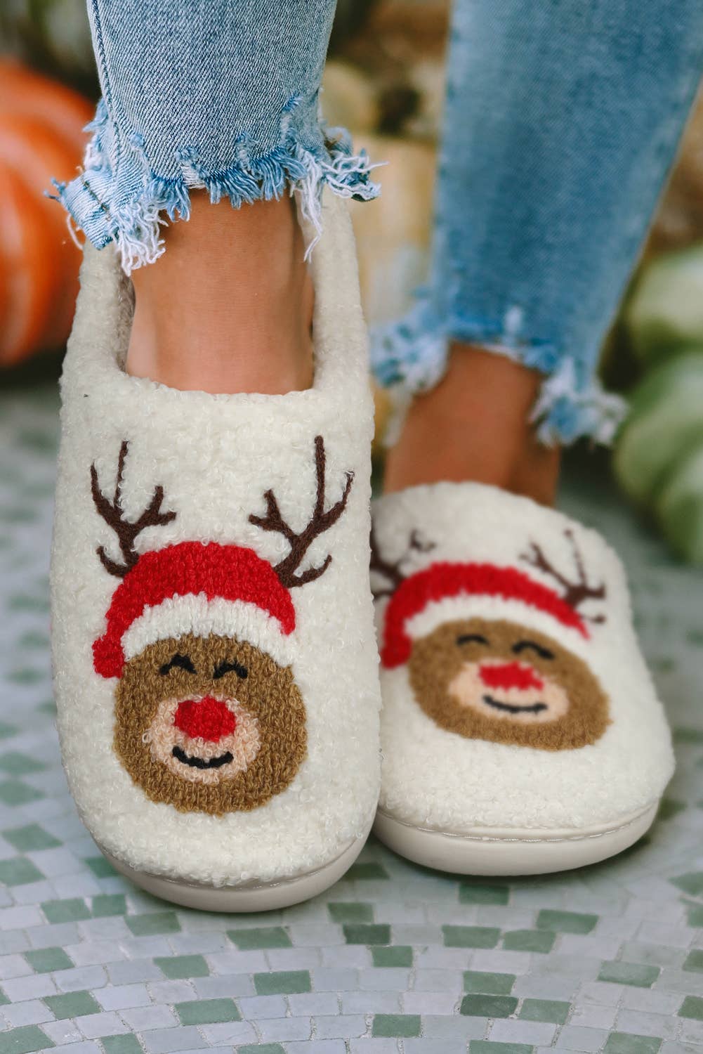 Christmas Deer Home Indoor Plush Slippers | US6-10