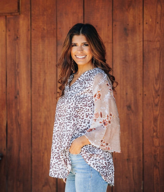Cheetah and Floral Top