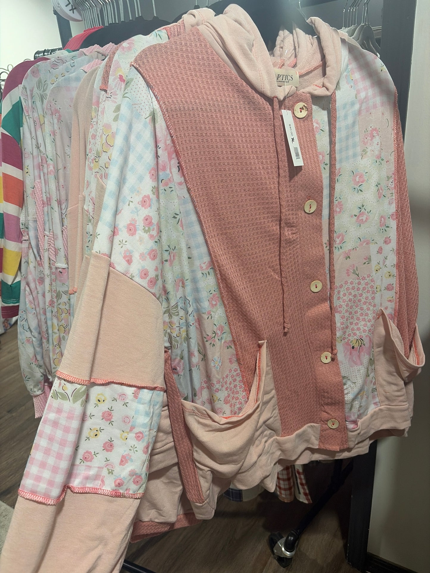 Pink Patchwork Hoodie