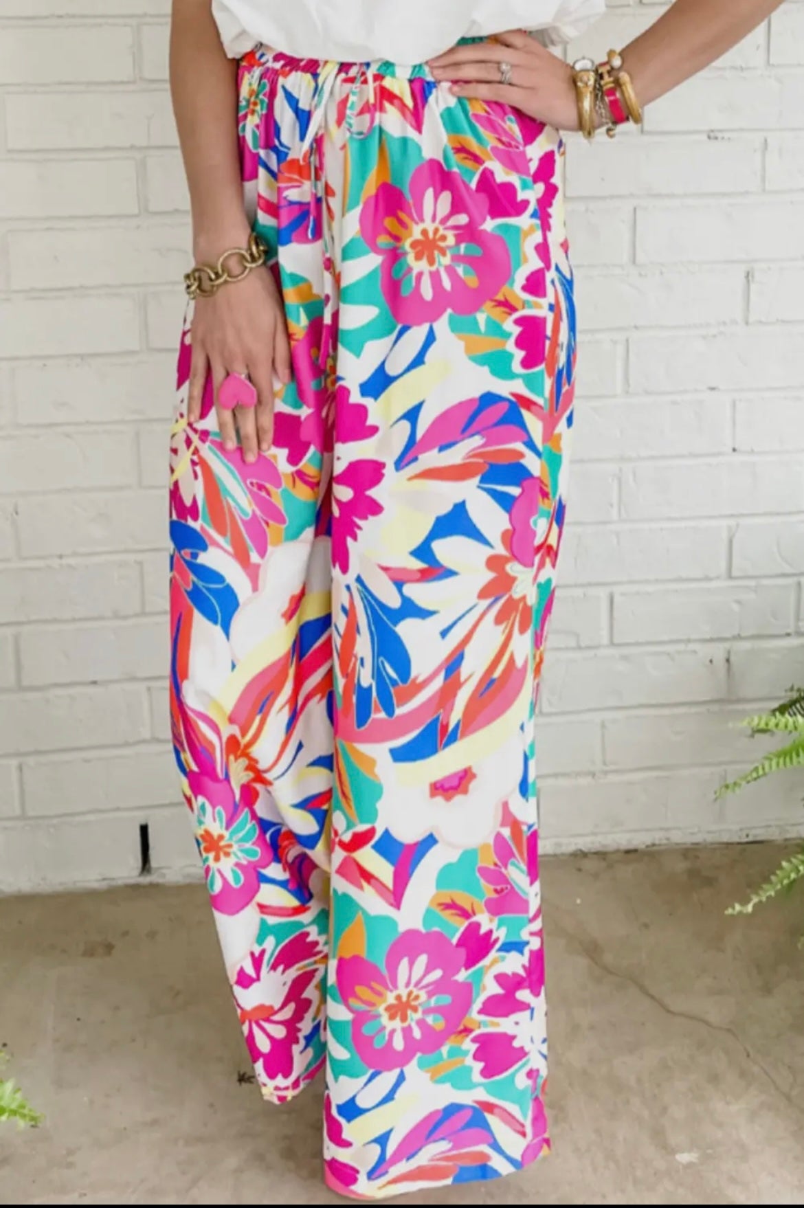 Boho Floral Wide Leg Pant