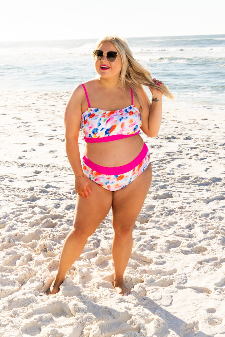 Abstract multi-color 2 piece swim set
