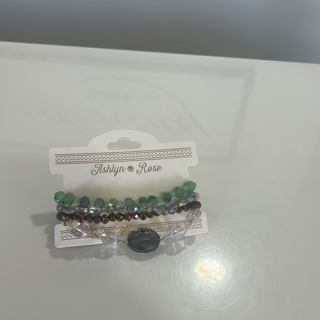 Sage green and bronze bracelet set