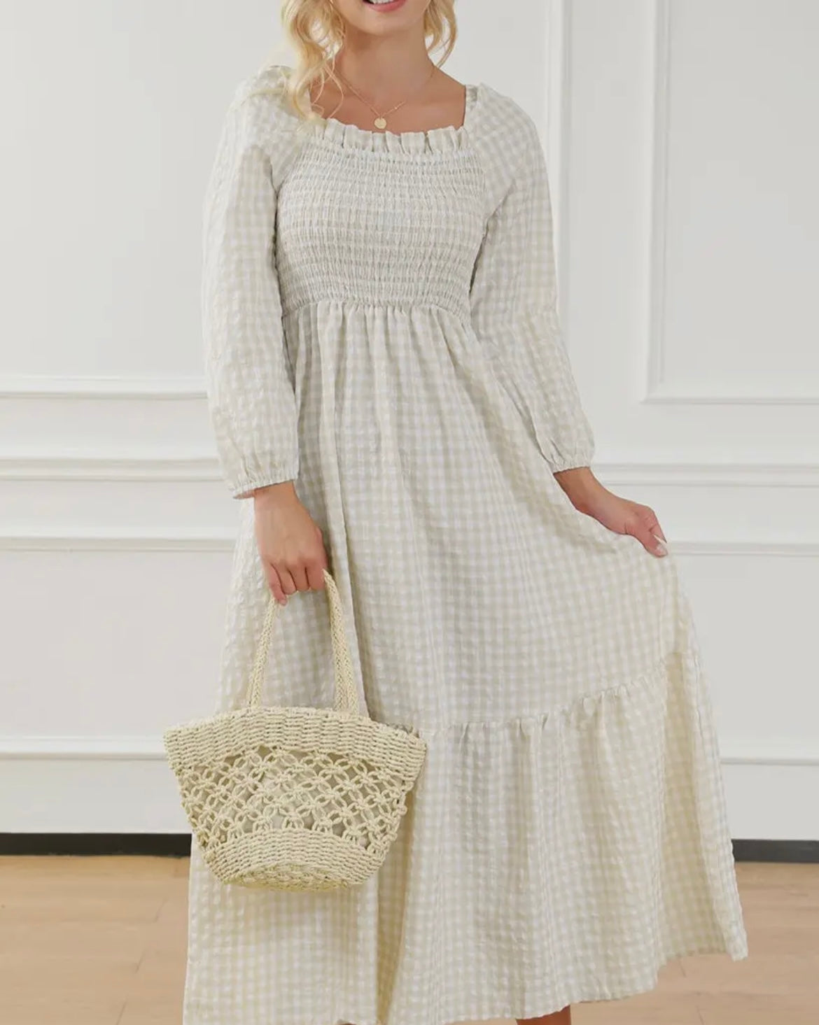 Gingham Smocked Ruffle
Maxi Dress