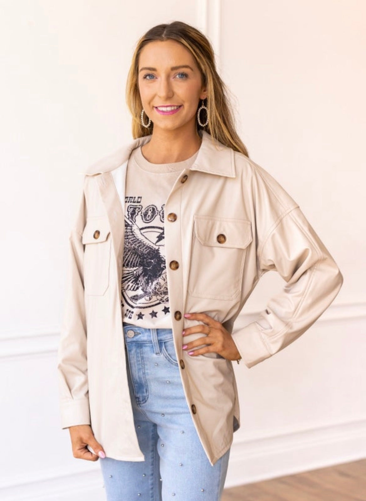 Champagne Sunset Leather Shacket