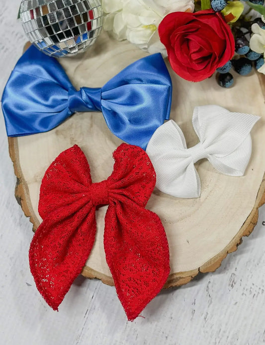Red white & blue bow set