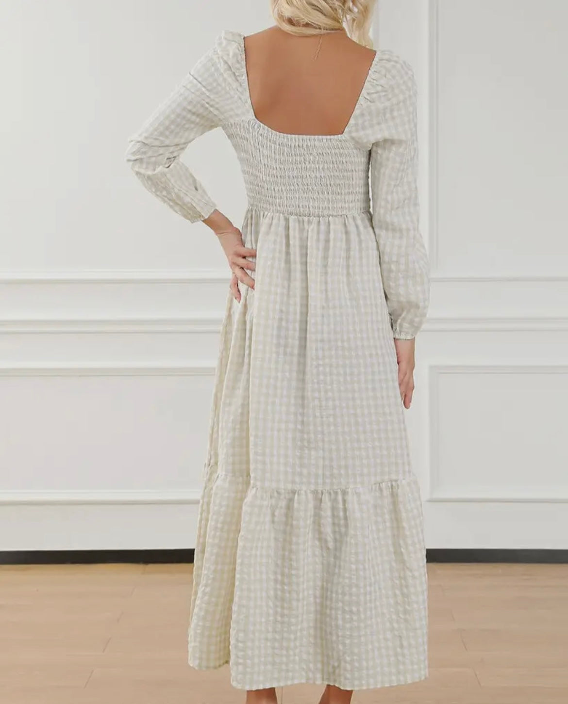Gingham Smocked Ruffle
Maxi Dress