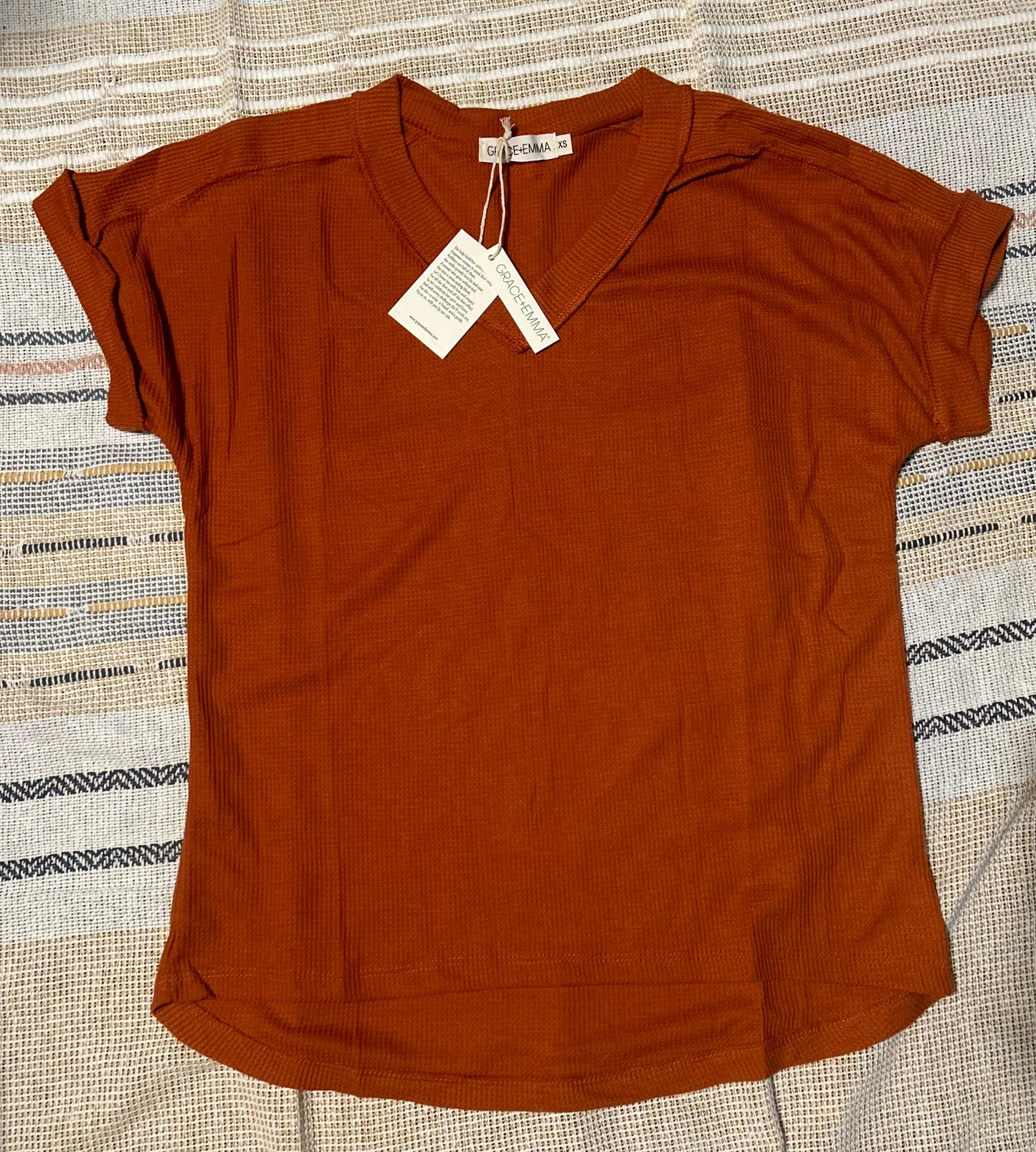 Lucy Rust Waffle Knit Top