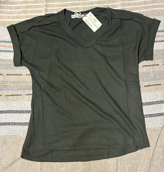 Lucy Olive Green Waffle Knit Top