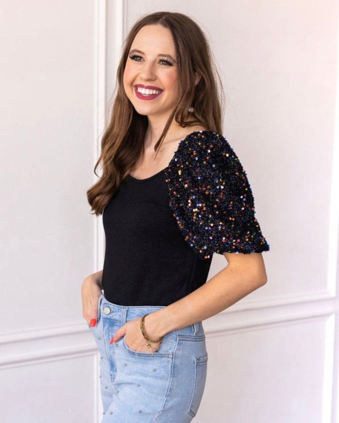 Sparkle Puff Sleeve Top