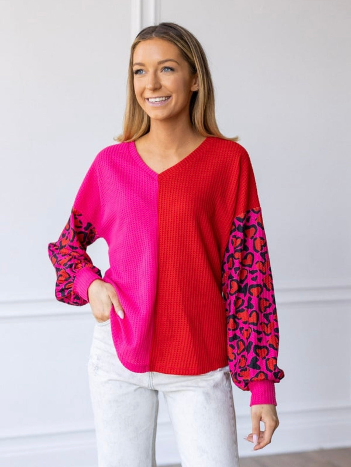 Wild Romance Color-Block Waffle Knit