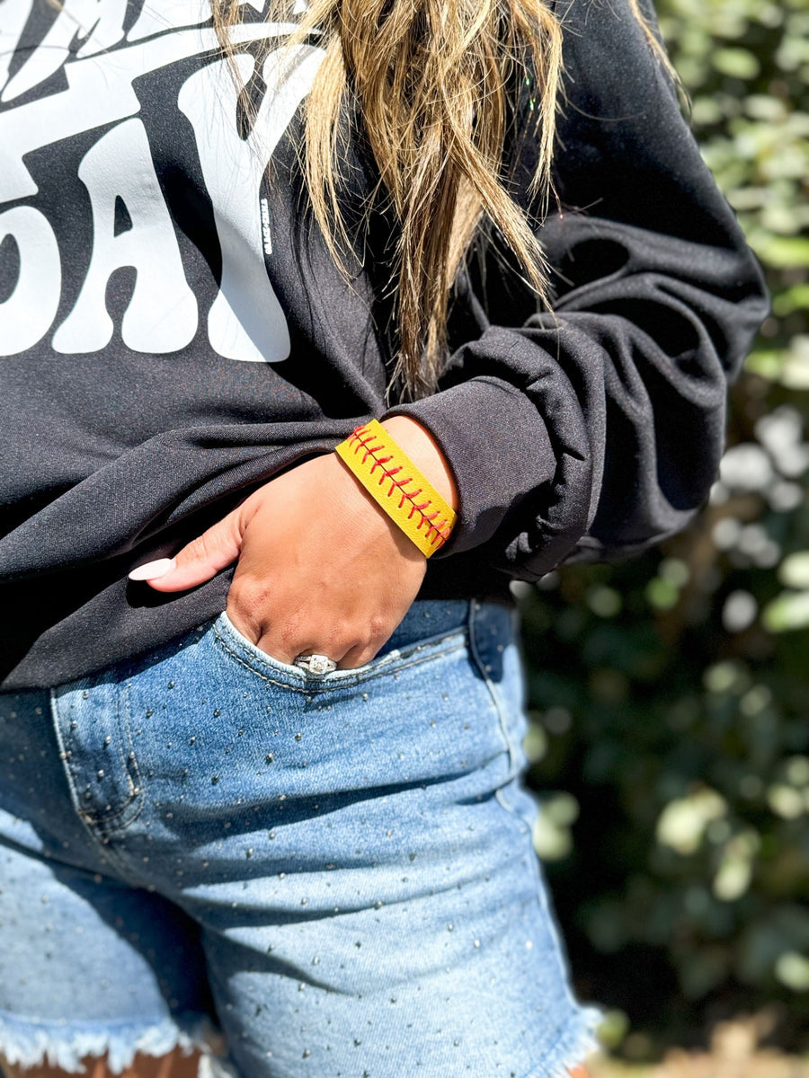 Softball stitching bracelet
