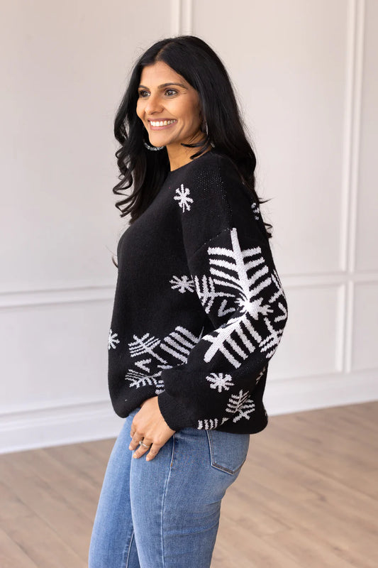 Black and Silver Snowflake Sweater
