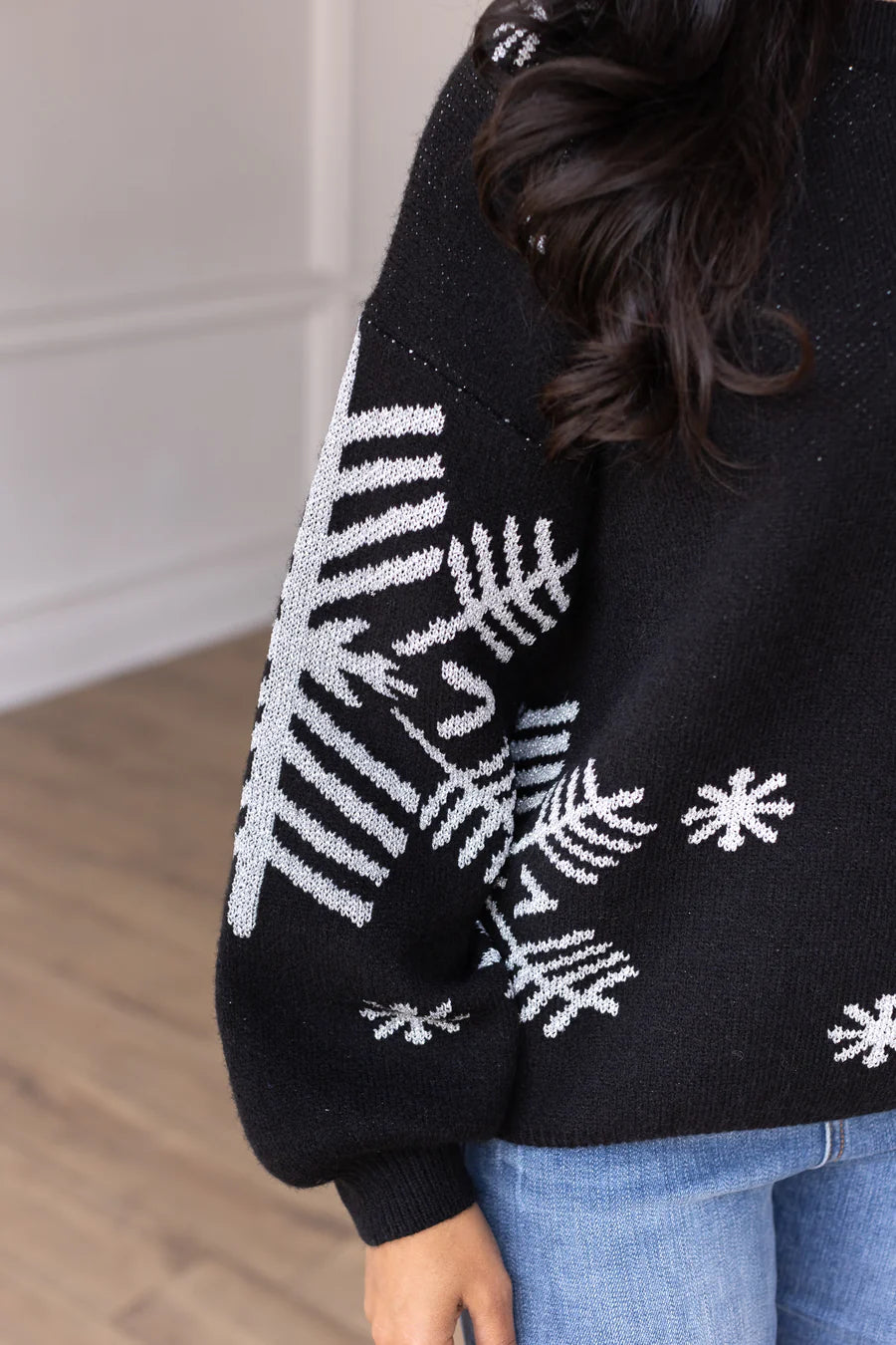 Black and Silver Snowflake Sweater