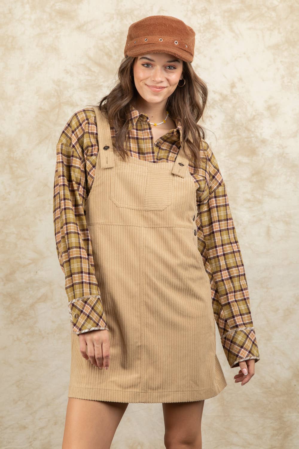 Casual Corduroy Skirtall Mini Dress