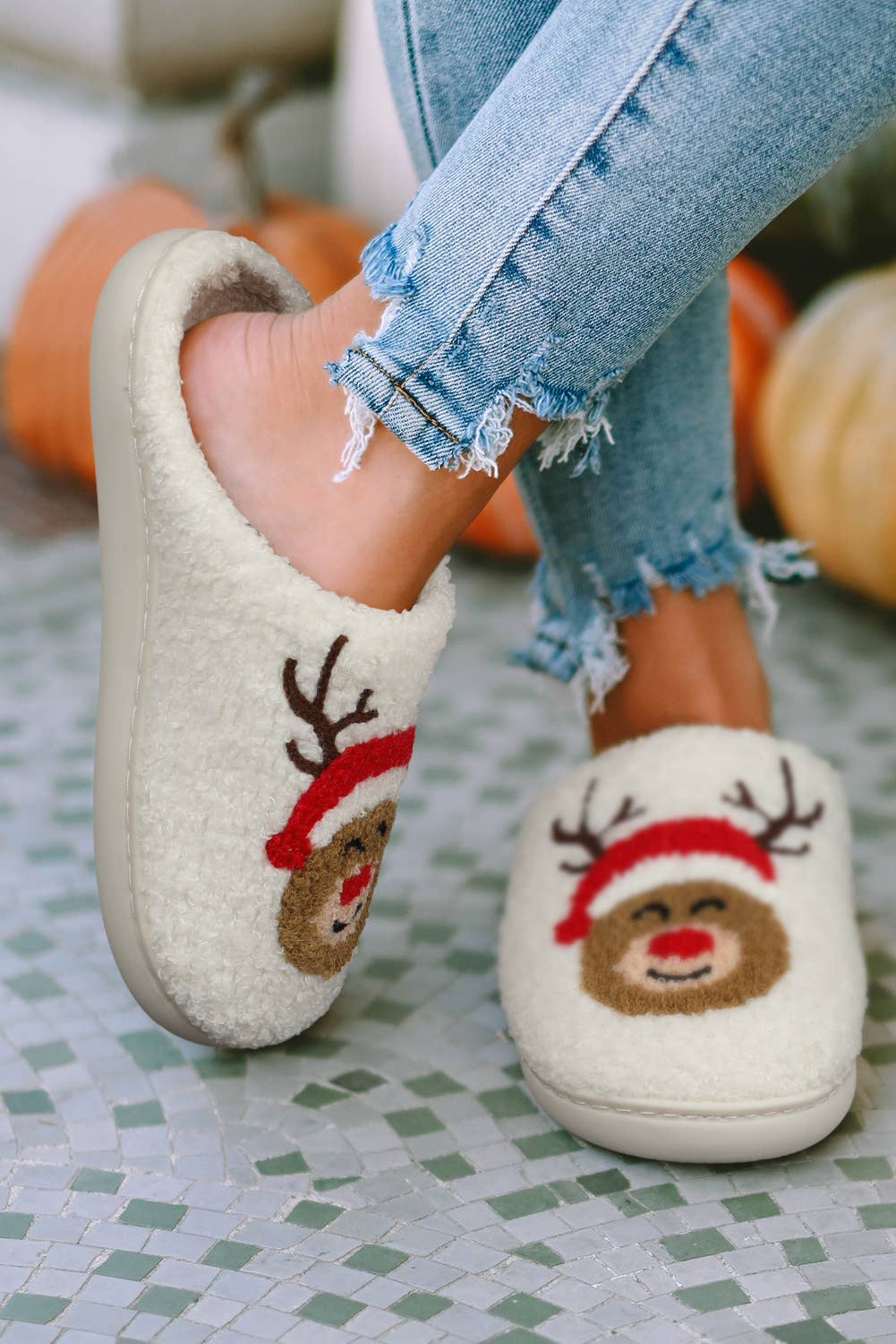 Christmas Deer Home Indoor Plush Slippers | US6-10